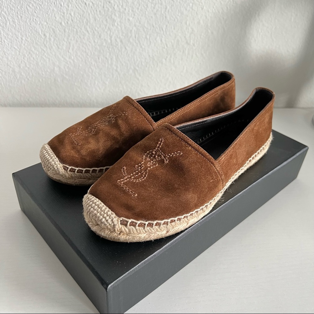 Saint Laurent Suede Espadrilles in Brown